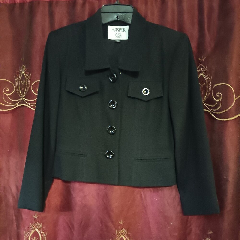 KASPER ASL VINTAGE BLACK BLAZER SIZE 2 PETITE
